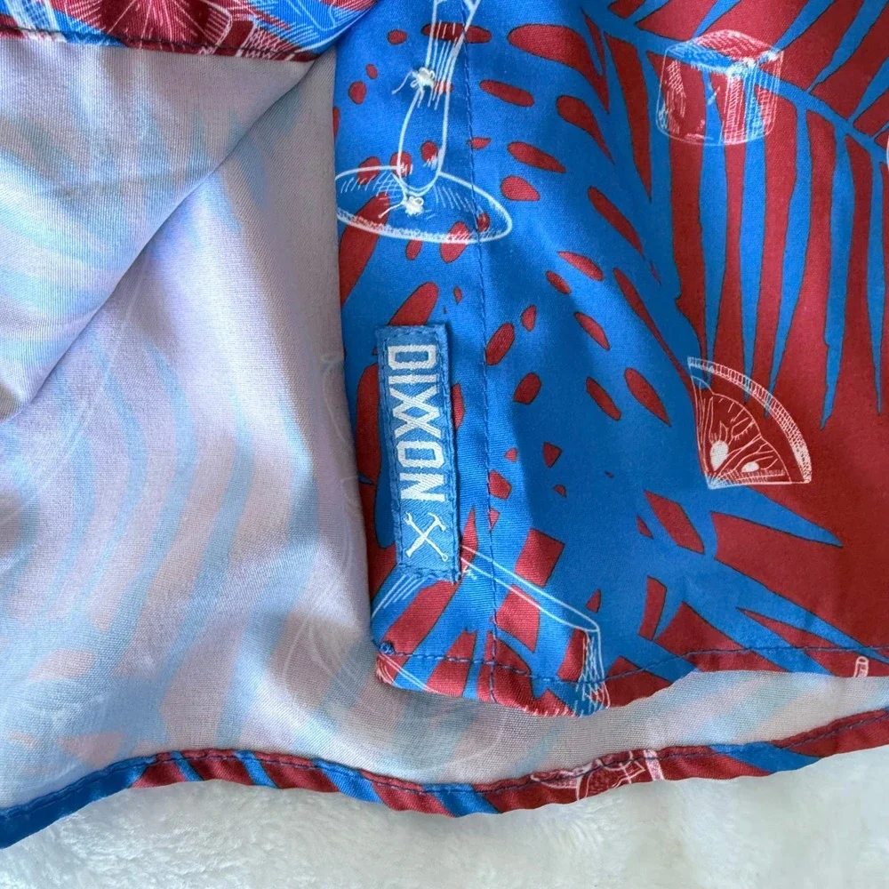 Dixxon Flannel Co The Mixxer Red Blue Tropical‎ Cocktail Party Shirt Mens Large